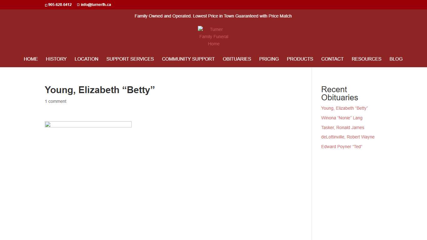 Young, Elizabeth “Betty” Turner Family Funeral Home